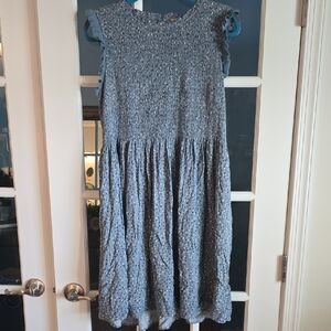 Elegant Blue Textured Midi Dress